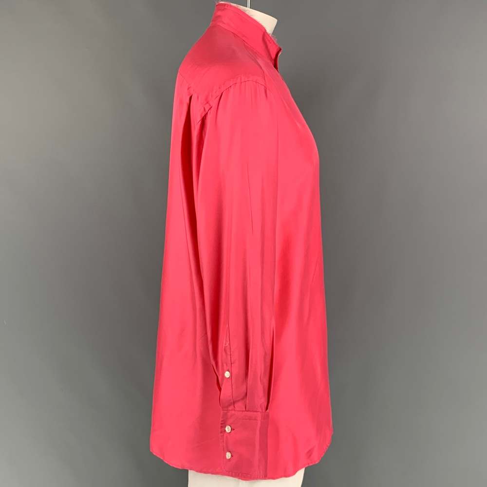 GUCCI Pink Silk Nehru Collar Long Sleeve Shirt - Picture 2 of 6